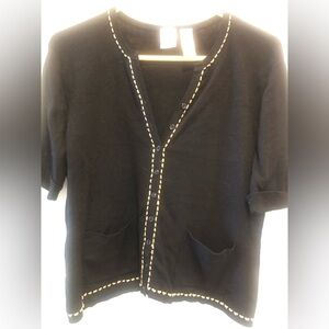 Emma James Black Cardigan with White Trim